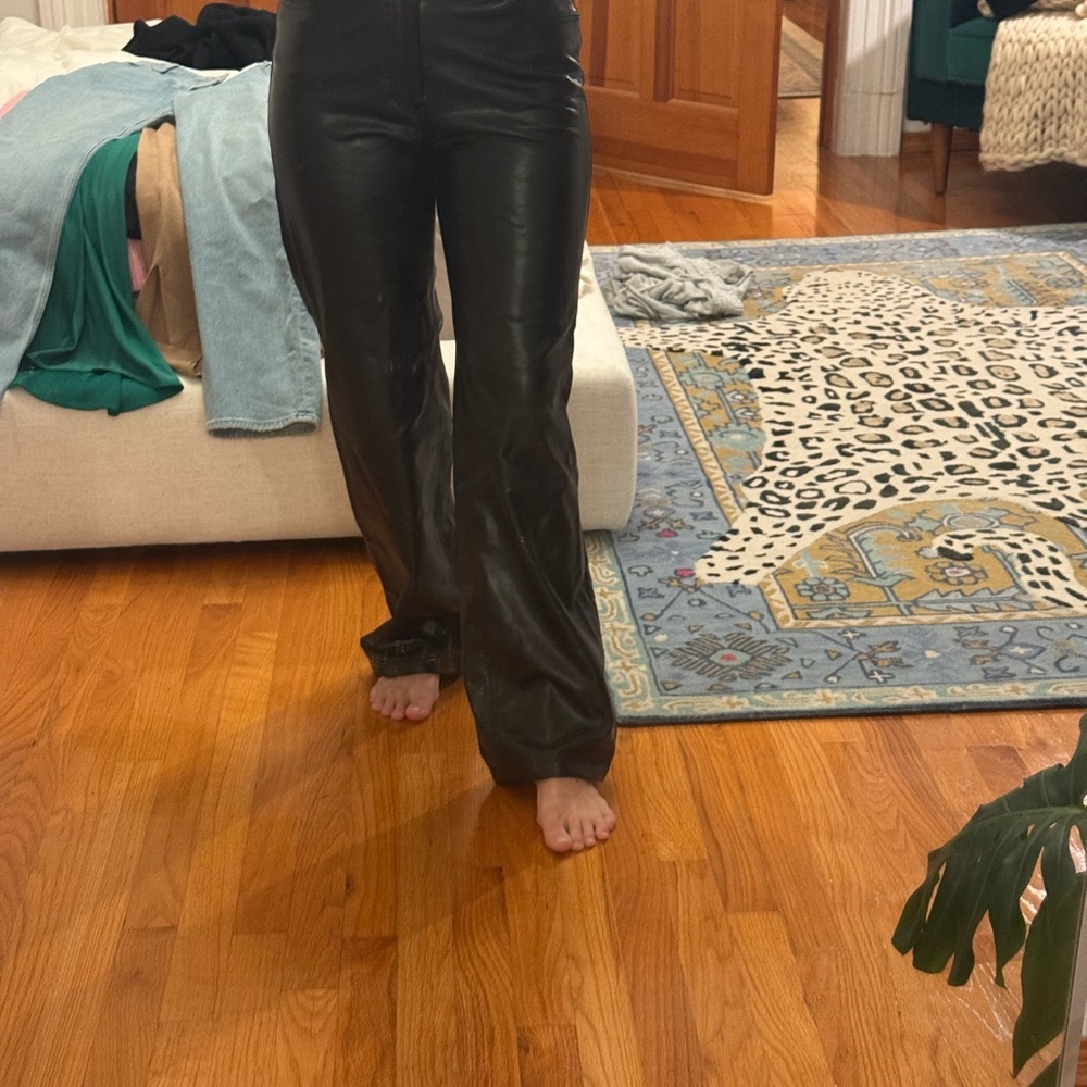 Abercrombie & Fitch Women's Vegan Leather Jeans - Picture 5 of 6